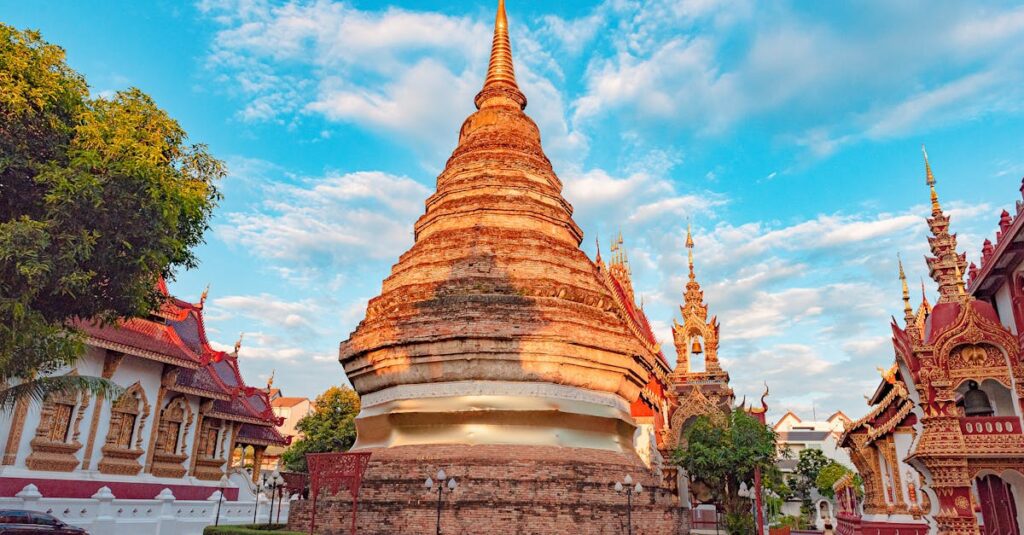 Captivating image of the traditional Wat Saen Muang Ma Luang in Thailand during daytime.