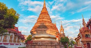 Captivating image of the traditional Wat Saen Muang Ma Luang in Thailand during daytime.
