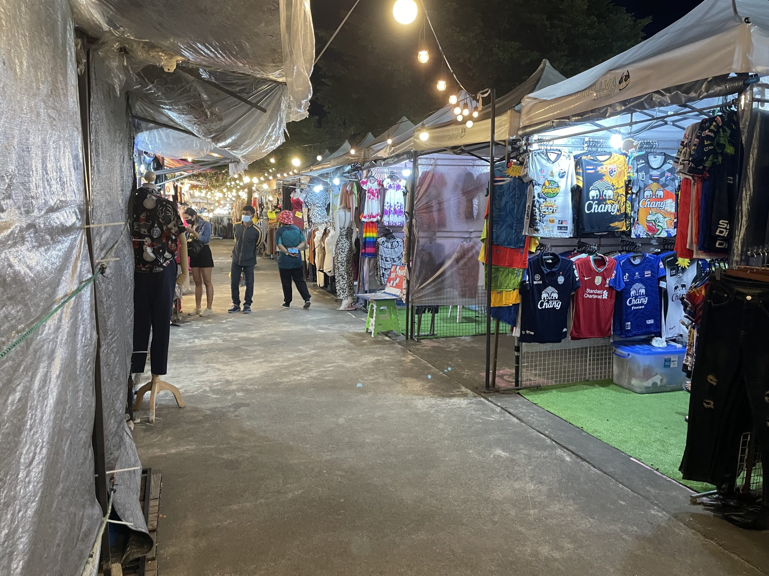 Krabi Walking street showing clothes and merchants
