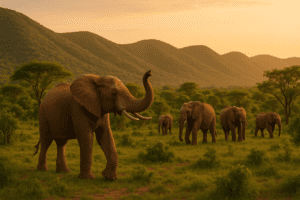 Ethical elephant sanctuary in Chiang Mai showcasing elephants in lush surroundings