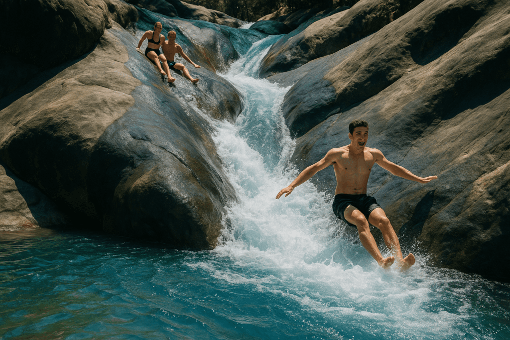 Exciting Mo Paeng Waterfall Experience Mo Paeng Waterfall with crystal clear waters and limestone rocks in Pai, Thailand