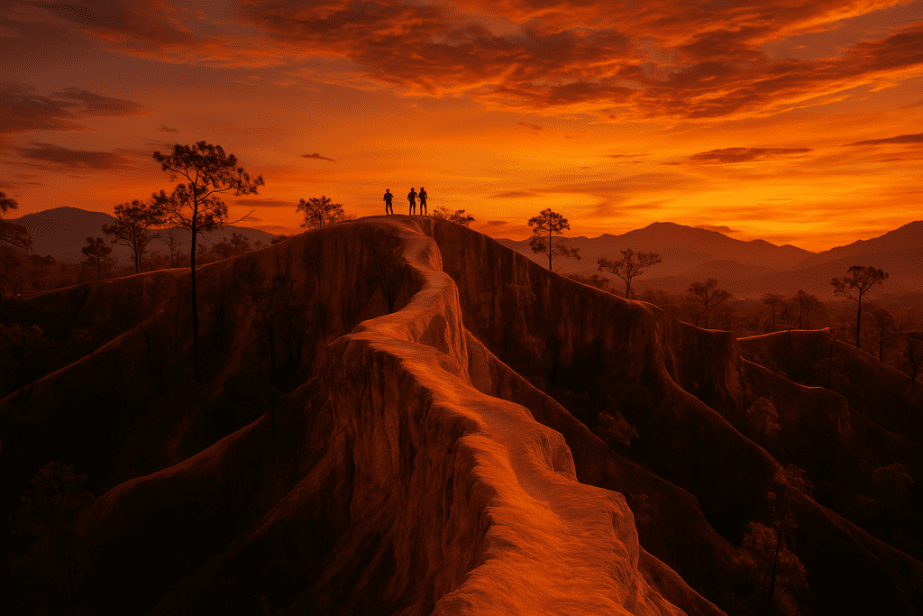 Sunset at Pai Canyon Sunset view of Pai Canyon with dramatic ridges and vibrant colors.