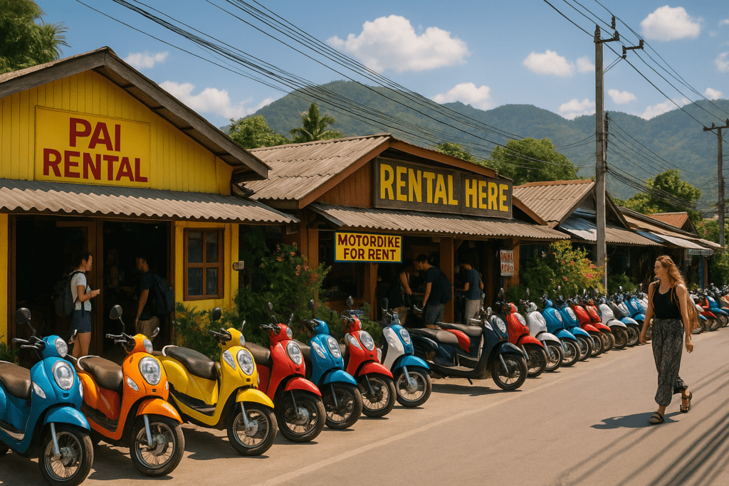 Best Scooter Rentals in Pai, Thailand Pai rental shops with scooters ready for adventure in Northern Thailand