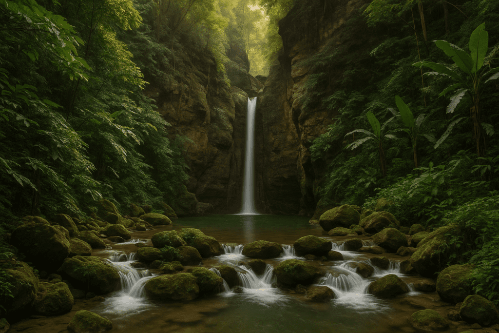 Serene Pam Bok Waterfall in Pai Pam Bok Waterfall nestled in a lush gorge in Pai, Thailand