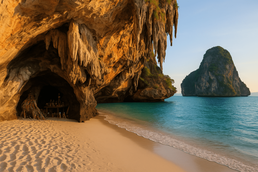 Phra Nang Cave Beach Beauty Phra Nang Cave Beach with stalactite formations in Krabi