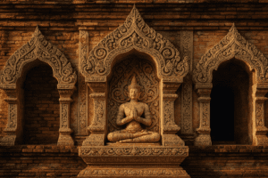 Intricate Lanna-style carvings of Wat Chedi Luang in Chiang Mai