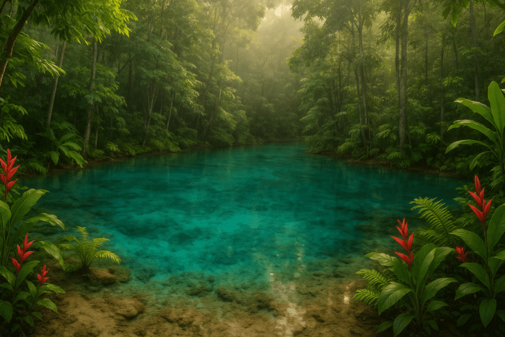 Emerald Pool in Thung Teao Forest surrounded by lush greenery, Krabi