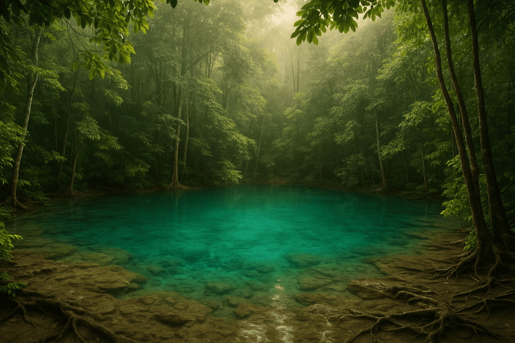 Emerald Pool surrounded by jungle in Krabi's Thung Teao Forest