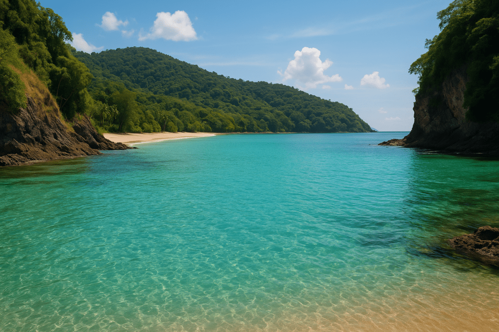 Kantiang Bay Koh Lanta Pristine Kantiang Bay in Koh Lanta surrounded by lush green cliffs and turquoise waters