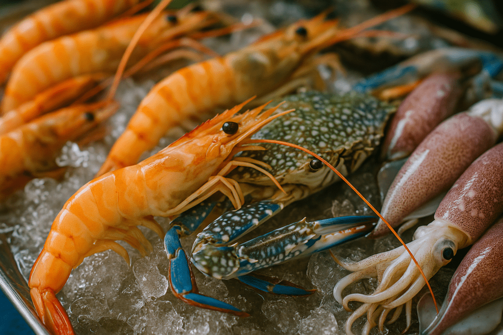 Fresh seafood display at Hua Hin market depicting vibrant local flavors