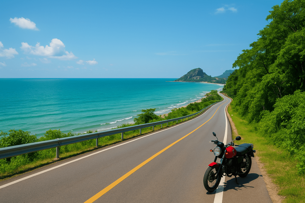 Scenic coastal road in Hua Hin ideal for motorbike adventures