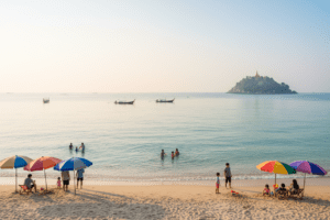 Tranquil Khao Takiab Beach scene in Hua Hin