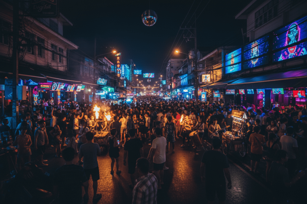 Vibrant nightlife on Bangla Road in Phuket.