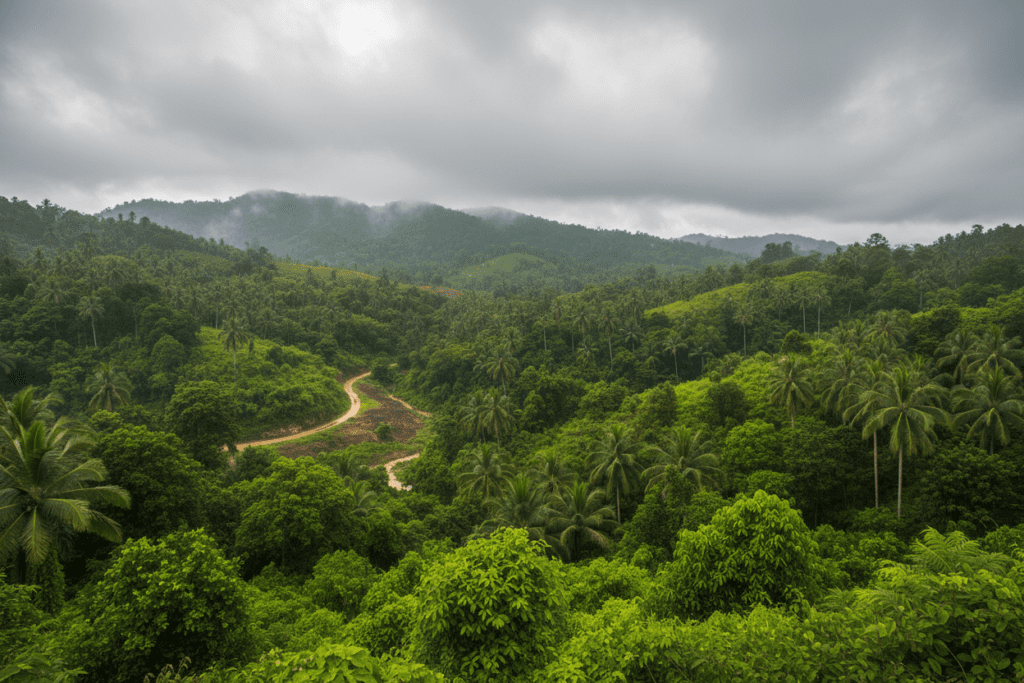Lush landscape of Phuket during the rainy season