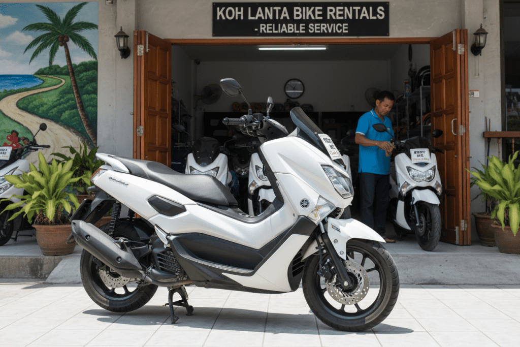 Close-up of a well-maintained scooter rental in Koh Lanta